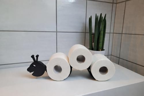 Toilettenrollenhalter, Dekorative Toilettenpapier Aufbewahrung für Badezimmer,Raupendesign, Schwarz