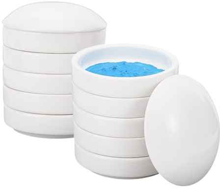 NBEADS Paquete de 2 paletas apilables apilables de cerámica para acuarela, bandeja redonda de porcelana de 5 niveles con tapas para acuarela, tinta gouache, suministros de arte de pintura acrílica