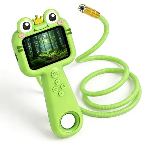 Frog Kids Borescope 2.4 Screen, Endoscope Camera Toy with LED & IP67 | HD Colour Display, 6 Bright Lights, Waterproof Probe, Type-C Rechargeable, STEM Science for Outdoor Nature Exploration