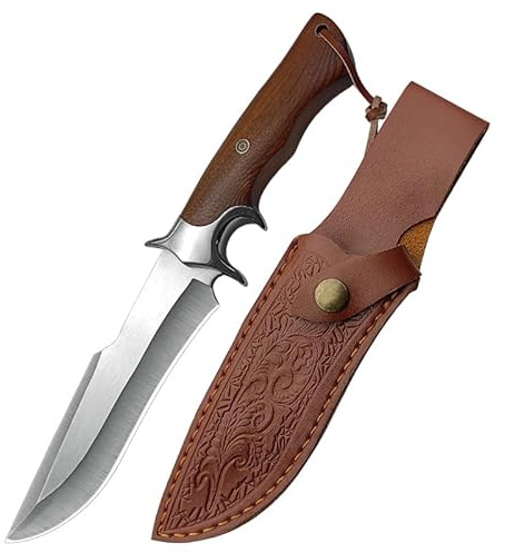 bhkz Profi Outdoormesser aus 9Cr18 Edelstahl - Handgeschliffene Klinge für extreme Schärfe - Feststehendes Survivalmesser & Bushcraft Messer inkl. Scheide - Ideal zum Schnitzen & Camping