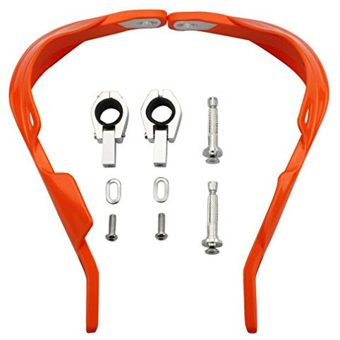 GOOFIT 1 Aluminium-Legierung Lenkerhandbürste Guards Schutzhandschützer Kit Ersatz für Motocross-Motorrad Offroad-Pitbike Dirtbike ATV orange