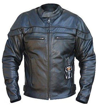 Sturgis (Monza Naked Rindsleder CE und belüftet Motorrad Jacke schwarz schwarz Med