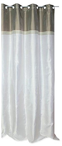 Haus und Deko garngefärbter Slub Vorhang mit Ösen140x245 Gardine naturweiß halbtransparent Bordüre Schlamm