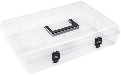 Sortimentskasten Koffer Organizer Box transparent 6 Fächer Deckel Haushatskiste