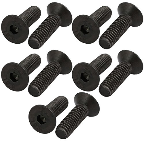 sourcing map 10 Stück Linksgewinde Schraube M5x16mm Flach Senkkopf Innensechskant DIN7991