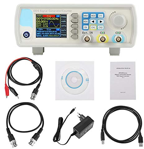 Generatore di Funzioni, Akozon JDS6600 AC100-240V Contatore Generatore di Segnale DDS 15MHz Function Generator a Doppio Canale Onda Arbitrario Frequenza Sinusoidale con Cavo USB per Scuole, Laboratori