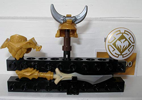 Ninjago 4 Elemente goldene Drachenrüstung Drachenmeister Drachenjäger Schild Schwert Helm Brustpanzer Waffen + Drachenposter
