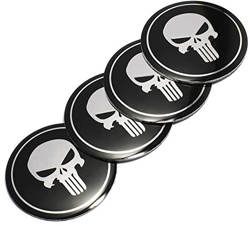4 Stück 3D Totenkopf Auto Lenkrad Mitte Auto Aufkleber Nabendeckel Emblem Abzeichen Aufkleber Symbol (2,2 Zoll)