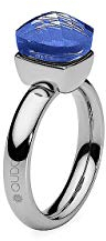 Qudo Firenze Edelstahl silber farbenem Ring mit blue Stein (blau) (54 (17.2))