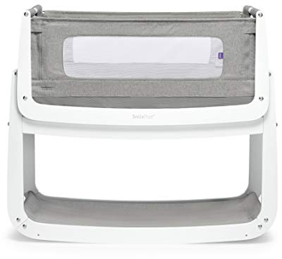 Snuz Beistellbett Baby - SnuzPod Babybett mit Atmungsaktiver Matratze. Vielseitig und tragbar, dank herunterziehbare netzbezogenen Seitenwänden und leichtgewichtig abnehmbaren Stubenwagen Weiß/Grau