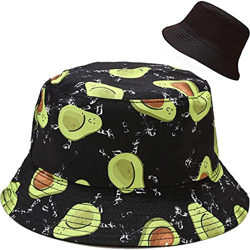XYIYI Avocado Schwarz Reversibel Fischerhüte Anglerhut Sonnenhut Für Damen Mädchen