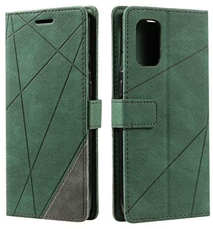 SONWO Hülle für OnePlus 8T, Premium Leder PU Handyhülle Flip Case Wallet Silikon Bumper Schutzhülle Klapphülle für OnePlus 8T, Grün