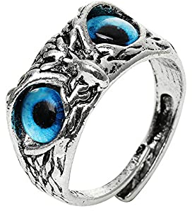 Sttiafay Retro-Eulen-Ring im Used-Look, kreativ, niedlich, offen, verstellbar, Silber, Mode, Party, Schmuck, Geschenk (Eule)