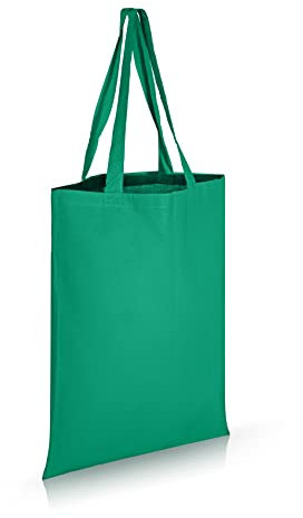 IMFAA Plain Large (50x40+60) Cm Tote 100% Cotton Canvas Reusable Shoulder/Hand Tote Shopping Bags. (Green, 1)