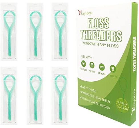 EasyHonor Filo interdentale per bretelle, ponti e impianti, verde, 210 pezzi (confezione da 6)