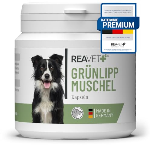 ReaVET Capsule per cani ad alto dosaggio – Compresse articolari per cani con conchiglia verde in polvere di grasso 10,2%, estratto di cozze verdi per articolazioni