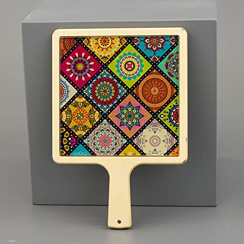 Ingrosso e Risparmio Tagliere in Legno con piastrella Centrale in Vetro Decorata con Fantasia maioliche Colorate - bomboniere Originali Matrimonio
