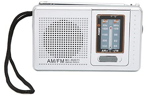 AM/FM Classic Elegant Design, Battery Radio Retro Silver Grey Battery Operated Radio, Small Radio Portable, Portable Pocket Radio for Jogging Walking and Travelling