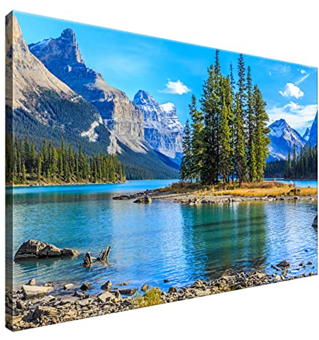 Estika Leinwand bilder - Wald, See, Berge, Landschaft - 90x60 cm, 1 teilige kunstdruck - Wandbilder wohnzimmer, schlafzimmer, Moderne wanddeko, Bild auf leinwand - Natur bilder - 4679A_1L