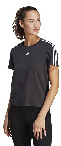 adidas Donna AEROREADY Train Essentials 3-Stripes Tee, Black/White, L