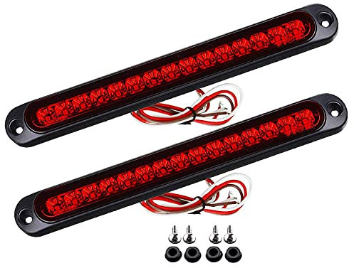SAHROO 2 PièCes SéRies 10 Pouces 15 LED LumièRe de Remorque LED Stop Tourner Feu ArrièRe TroisièMe Bande de Barre de Frein pour Bateaux Lourds Camions Rouge