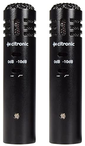 Citronic | Ultra Sensitivity Mini Cardioid Condenser Microphones | Supplied as a Pair