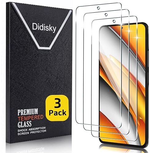 Didisky 3-Unidades Cristal Templado Protector de Pantalla para Xiaomi Poco F3, Xiaomi Mi 11i, Antihuellas, Sin Burbujas, Fácil de Limpiar, 9H Dureza,Transparente