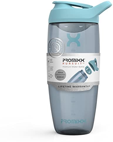 Promixx Pursuit Protein Shaker Bottle - Premium Shaker for Protein Shakes - Lifetime Durability, Leakproof, Odourless - 950ml / 32oz (Ocean Calm Blue)
