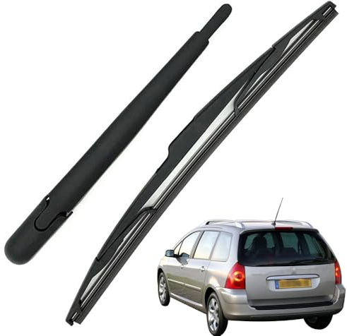 Ruolin Auto Heckscheibenwischer Schwarz, Ersatz Heckwischerarm Wischerarm Hinten + Scheibenwischer Wischer Set Ersatz für Peugeot 307 2001-2008