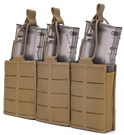 Tactical Mag Pouch for Rifle Laser Cutting Molle Rifle Mag Pouch Triple Mag Pouch Open Top Mag Pouch for Rifle Magazine Holster for Tactical Bag Accessories Holder