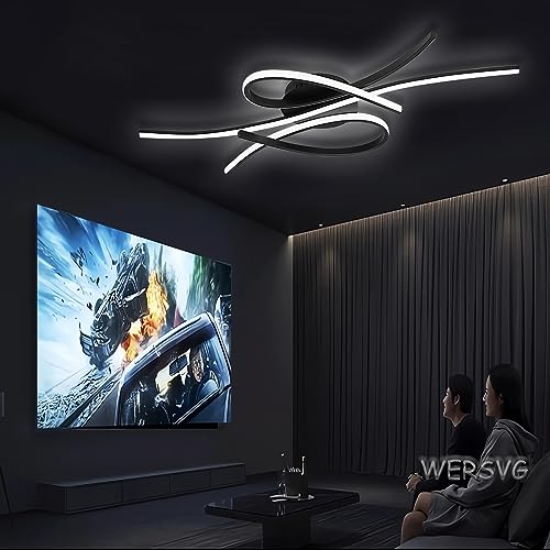 WERSVG Dimmbar LED Deckenleuchte L80cm Modern Wohnzimmerlampe 40W Deckenlampe Schwarz Schlafzimmerlampe Mit Fernbedienung Innen Design Deckenbeleuchtung für Wohnzimmer Küche Arbeitszimmer Büro