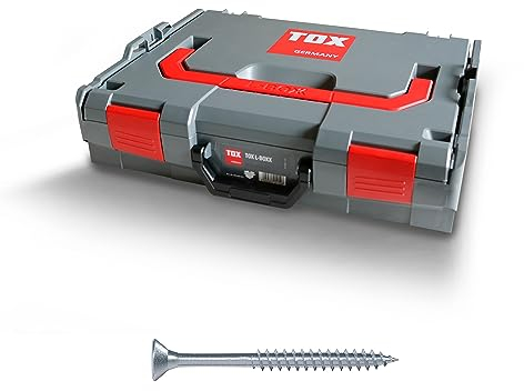 TOX L-BOXX Assortiment de vis pour panneaux d'aggloméré TX, robuste, efficace, chargeable + empilable, avec 12 vis à bois avec entraînement TX, 1810 pcs., 094903405