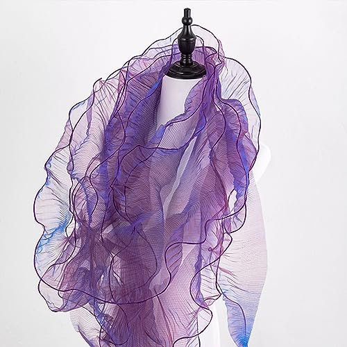 URROMA 5 Yards Retro Ruffle plissiert Chiffon Trim, Fancy Blue Double Locking Edge Tüll Stoff Spitze Applique für Kleid Tasche Dekoration Trimmen DIY Handwerk Nähen