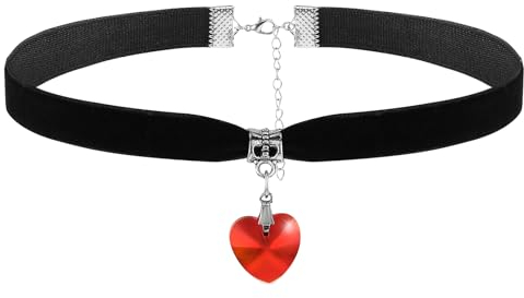 DIVINA VITAE Collana con Cuore Rossa Donna Regina Cuori di Velluto Nero Regolabile Gotica Vintage Classico Y2K per Halloween Feste Gioielli