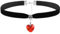 DIVINA VITAE Rot Choker Halsband Damen Schwarze Samt Herz Halskette Choker Herz Kette Vintage Gothic Verstellbare Halskette für Valentinstag Halloween Cosplay Party Schmuck Mädchen 80er 90er Deko