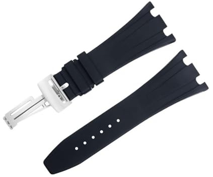 FFHAO 28mm Weiche Fluorkautschuk FKM Gummi Fit Für AP Strap 26170 26176 25940 Für Audemars Piguet Uhrenarmband Faltschließe Armbänder