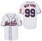 Herren New York 99 Baseball Trikots Shirts Hip Hop Button Down für Party Weihnachten Geschenk genäht, Weiss/opulenter Garten, L