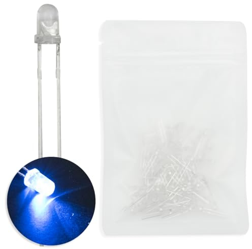 Innfeeltech 100pcs 3mm weiße Birne blaues Licht LED Diode beleuchtet DC 2.7V~3.4V 20mA 3mm Elektronik emittierende Komponenten-Lichtdioden LEDs