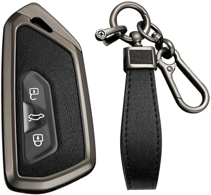 KUNIO Schlüsselhülle Passt für VW Golf 8 GTE GTI ID.3 ID.4 GTX Passt für Seat Leon MK4 Cupra Formentor Passt für Skoda Octavia Enyaq Schutz Schlüsseletui Schlüsselanhänger 3 Tasten Schwarz