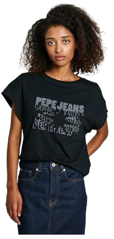 Pepe Jeans Damen Lira T-Shirt, Schwarz (Black), M