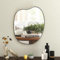 Warmiehomy Bathroom Mirror Irregular Asymmetrical Mirror with Black Frame Wall Mounted Pebble Mirror for Living Room, Bathroom, Bedroom, Entryway Wall Decor 61x47.5cm