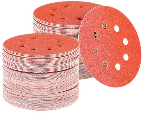 80 Pezzi Dischi Abrasivi 125mm, Carta vetrata, Dischi per smerigliatrice, 8 fori, disponibile in diverse grane, per levigatrice rotorbitale 125mm 10x grane 40/60/80/100/120/150/180/240