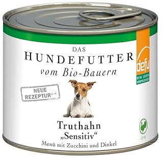 defu Hundefutter | 12 x 200 g | Bio Truthahn Sensitiv | Premium Bio Nassfutter Menü | Alleinfuttermittel für Hunde