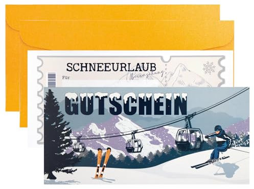 Xionghonglong 2 Stück Reisegutschein Karte Skiurlaub, Reisegutschein für Skiurlaub - Gutschein Reise Urlaub mit Rubbelaufkleber, geschenk skifahrer, Winter Geburtstagskarte