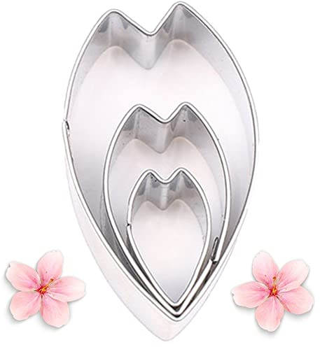 3 Pièces Ensemble De Coupe-Fleurs De Cerisier en Acier Inoxydable Fleurs Pétale Emporte-pièce Moule Pâtisserie Forme De Coeur Moule De Cuisson Gâteau Fondant Outils De Décoration