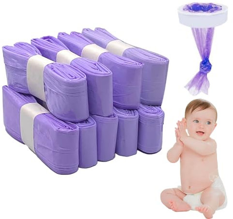 Paquete de 12 cajas de recambio para pañales, bolsas universales para desechos, bolsas de repuesto adecuadas para cubo de pañales de bebé (color morado)