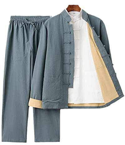 Costume de Kung Fu en coton et lin pour hommes, costume de méditation pour arts martiaux, chemise double couche, pantalon, ensemble 3 pièces, uniforme de Taichi, vêtements traditionnels chinois, cos