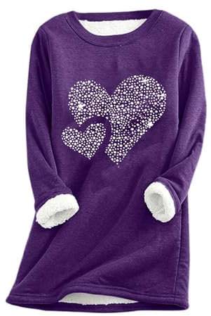 KHIRVWL Felpa Donna Senza Cappuccio Invernale Termico Felpe in Pile Peluche T-Shirt Girocollo a Maniche Lunghe Teddy Caldo Pullover Pigiama Maglione Casual Pullover Felpa di Grandi Dimensioni