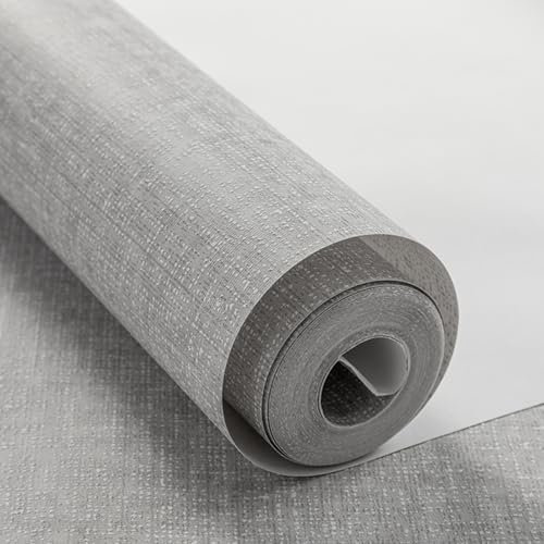 Wetoothi Grey Wallpaper,0.53x9.5M Linen Effect Wallpaper Textured Wallpaper for Bedroom Non-Woven Fabric Wallpaper Roll Modern Features Panel Wallpaper for Living Room
