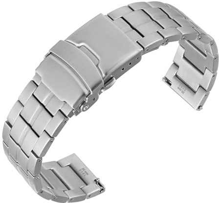 ANNEFIT Edelstahl Uhrenarmband 18mm 20mm 22mm, Metall Armband mit Doppelter Faltverschluss Ersatzarmband für Herren Damen